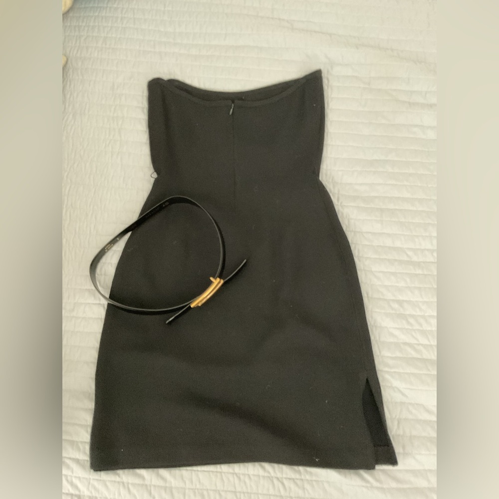 St. John Gray Strapless knit Dress Cocktail size 2